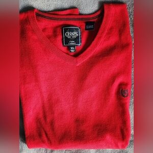 Red Chaps V Neck Sweater *Embroidered Chaps